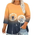 thumbnail image 1 of CYMMPU Blouses for Women Dressy Casual Round Neck T-Shirts Floral Printed 3/4 Sleeve Summer Fashion Shirts Loose Fit Spring Tops Plus Size Blouse XXXL, 1 of 5