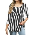 thumbnail image 1 of CYMMPU Blouses for Women Dressy Casual Scoop Neck 3/4 Sleeve Loose Fit Spring Tops Striped Ombre Tunic Tops Fall Trendy Shirts A-line Pleated Tops T-Shirts Black XL, 1 of 6
