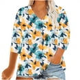 thumbnail image 1 of CYMMPU Blouses for Women Dressy Casual V Neck Tunic Tops Spring Tops Loose Fit 3/4 Sleeve Floral Printed Fall Fashion Shirts Plus Size Blouse XL, 1 of 4