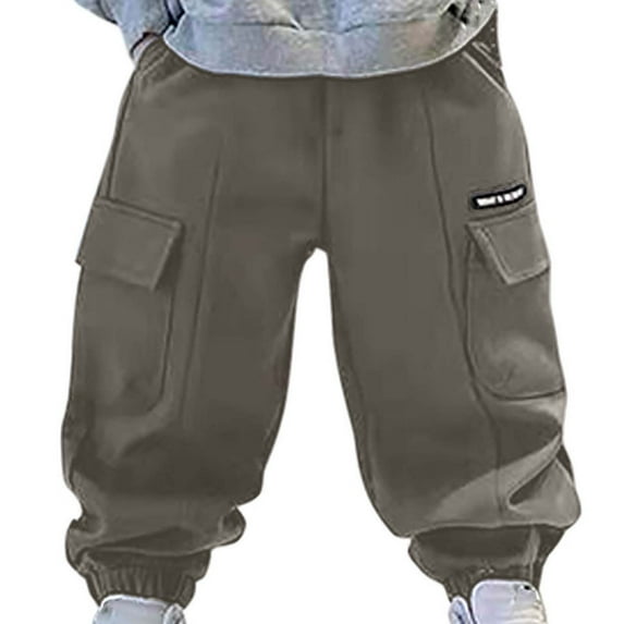 CYMMPU Boys Cargo Joggers Pants Casual Jogging Trousers Bottom for Kids Baggy Cargo Sweatpants Elastic High Wait Joggers Lounge Cozy Straight Athletic Gym Pant Gray 3 Years