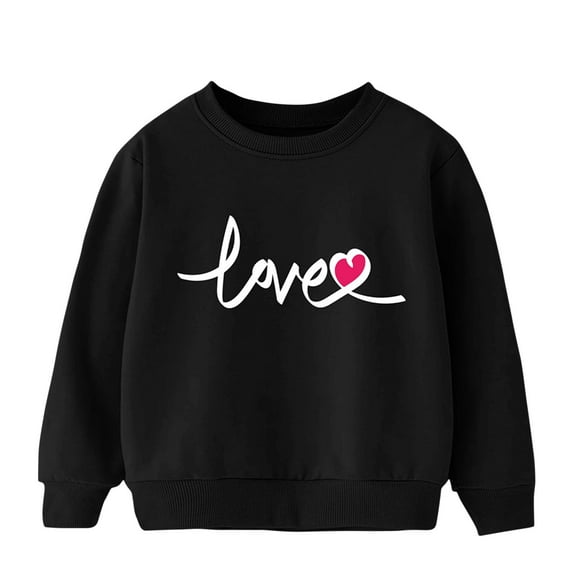 CYMMPU Boys Girls Valentines Day Sweatshirts kids Valentine's Love Shirt Crewneck Long Sleeve Cotton Outfits Top Black 6 Years