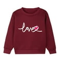 thumbnail image 1 of CYMMPU Boys Girls Valentines Day Sweatshirts kids Valentine's Love Shirt Crewneck Long Sleeve Cotton Outfits Top Wine 5 Years, 1 of 3