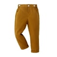 thumbnail image 1 of CYMMPU Boys Suit Pants Kids Dress Pants Flat Front Formal Straight Toddler Leg Pant Adjusted Waist School Uniform Brown 7 Years, 1 of 3