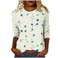 thumbnail image 1 of CYMMPU Business Work Blouses Dressy Tunic Tops Summer Fall Casual Shirts Crewneck Basic Tees Floral Printed 3/4 Length Sleeve 2025 Clothes for Women Multicolor XXL, 1 of 5
