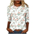 thumbnail image 1 of CYMMPU Business Work Blouses Plus Size Tunic Tops Summer Fall Crewneck Floral Printed 3/4 Length Sleeve Vintage Shirts Basic Tees 2025 Clothes for Women Multicolor XXL, 1 of 5