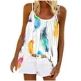 thumbnail image 1 of CYMMPU Clothing for Women Tank Top Printed Spaghetti Strap Loose Camisole Flowy Camis Sleeveless Pleated Tunic Tops Summer Vest Top, 1 of 5