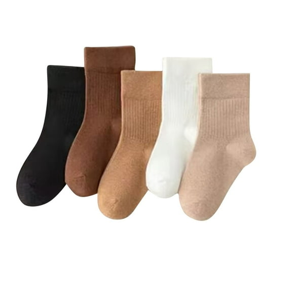 CYMMPU Combed Cotton Colored Fine Ribbed Trouser Dress Socks Bamboo Mini Crew Socks Crew Socks Fashion Princess Ankle Socks Brown,9 Years