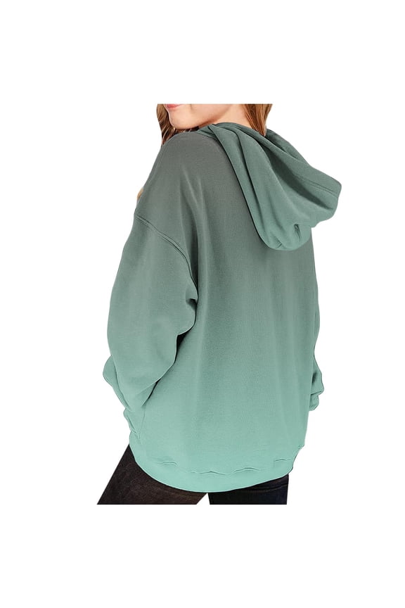 Cute Hoodies For Girls Oversized Long Sleeve Sweatshirt Gradient Teen Girls Pullover Tops Army Green 4 Years