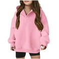 thumbnail image 1 of CYMMPU Cute Hoodies For Girls Trendy Oversized Long Sleeve Fleece Sweatshirts Solid Corded Y2k Shirts Pink 11 Years, 1 of 3