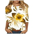 thumbnail image 1 of CYMMPU Fall Trendy Shirts 3/4 Sleeve Spring Tunic Tops Boho Blouses for Women Dressy Casual Crew Neck Loose Fit Floral Pattern Lightweight Basic Tees Multicolor L, 1 of 5