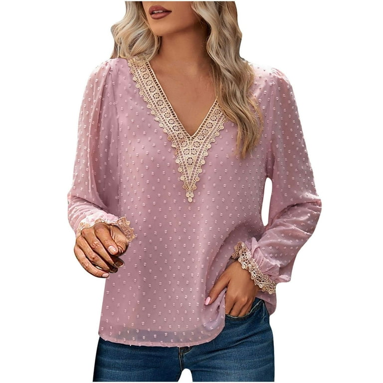 CYMMPU Fashion Plus Size Tops Solid Color Shirts Spring Clothes