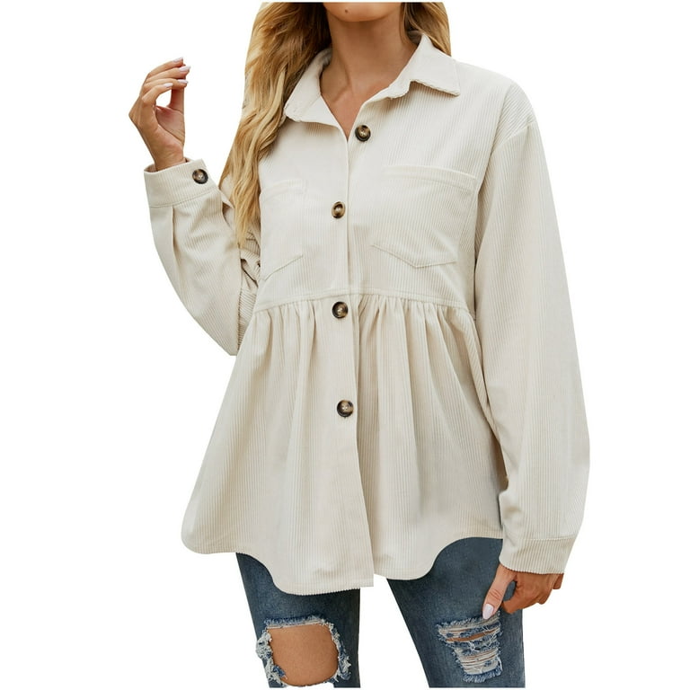 CYMMPU Plus Size Tops Button Down Collared Fall Sweatshirt Trendy