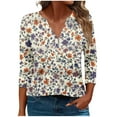 thumbnail image 1 of CYMMPU Floral Pattern 3/4 Sleeve Blouses for Women Dressy Casual Fall Trendy Shirts Tunic Tops Loose Fit V Neck Spring Tops Business Elegant Work Tops T-Shirts Multicolor XL, 1 of 5