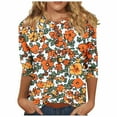 thumbnail image 1 of CYMMPU Floral Pattern 3/4 Sleeve Fall Fashion Shirts Loose Fit Tunic Tops Boho Blouses for Women Dressy Casual Crew Neck Spring Tops Lightweight Basic T-Shirts Multicolor XXXXL, 1 of 5