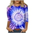 thumbnail image 1 of CYMMPU Floral Pattern 3/4 Sleeve Fall Trendy Shirts Spring Tops Crew Neck Tunic Tops Boho Blouses for Women Dressy Casual Loose Fit Lightweight Basic Tees Purple L, 1 of 4