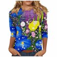 thumbnail image 1 of CYMMPU Floral Pattern 3/4 Sleeve Fall Trendy Shirts Spring Tops Loose Fit Blouses for Women Dressy Casual Crew Neck Tunic Tops Lightweight Basic Tees Multicolor M, 1 of 5