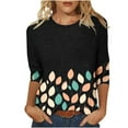 thumbnail image 1 of CYMMPU Floral Pattern 3/4 Sleeve T-Shirts Spring Tops Crew Neck Loose Fit Blouses for Women Dressy Casual Fall Trendy Shirts Lightweight Basic Tees Multicolor XXXXL, 1 of 5
