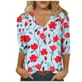 thumbnail image 1 of CYMMPU Floral Pattern 3/4 Sleeve V Neck Fall Trendy Shirts Spring Tops Blouses for Women Dressy Casual Tunic Tops Loose Fit Business Elegant Work Tops T-Shirts XL, 1 of 7