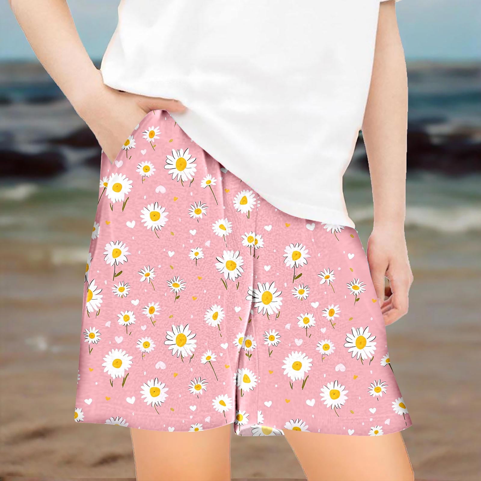 CYMMPU Floral Print Summer Shorts for Boys and Girls Elastic Waist ...