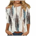 thumbnail image 1 of CYMMPU Floral Printed 3/4 Sleeve Crew Neck Fall Trendy Shirts Blouses for Women Dressy Casual Loose Fit Tunic Tops Spring Tops Lightweight Basic Tees Multicolor M, 1 of 5