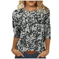 thumbnail image 1 of CYMMPU Floral Printed Round Neck Blouses for Women Dressy Casual Spring Tops T-Shirts Fall Fashion Shirts 3/4 Sleeve Loose Fit Lightweight Basic T-Shirts Multicolor XXL, 1 of 5