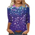 thumbnail image 1 of CYMMPU Flower Pattern 3/4 Sleeve Tunic Tops Spring Tops Blouses for Women Dressy Casual Round Neck Fall Fashion Shirts Loose Fit Lightweight Basic T-Shirts Multicolor M, 1 of 5