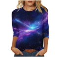 thumbnail image 1 of CYMMPU Flower Printed 3/4 Sleeve Summer Fashion Shirts Tunic Tops Boho Blouses for Women Dressy Casual Loose Fit Spring Tops Round Neck Lightweight Basic T-Shirts S, 1 of 5