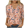 thumbnail image 1 of CYMMPU Flower Printed 3/4 Sleeve Tunic Tops V Neck Summer Fashion Shirts Spring Tops Loose Fit Blouses for Women Dressy Casual Business Elegant Work Topss XXXL, 1 of 5