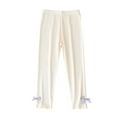 thumbnail image 1 of CYMMPU Girls Basic Leggings Baby Girls' Leggings with Bow Cotton Legging Softy Tights Fitting Ankle Length Leggings Beige 5-6 Years, 1 of 3
