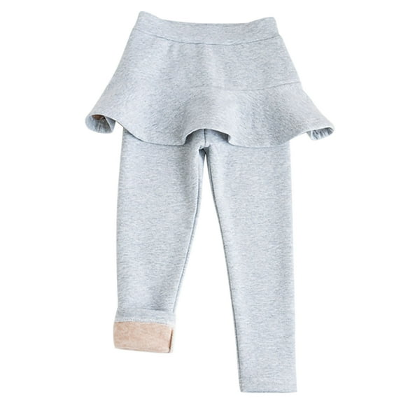 CYMMPU Girls Footless Leggings with Ruffle Skirt Tutu Pants Comfortable Stretchy Cotton Tights for Kids Toddler Gray 3 Years