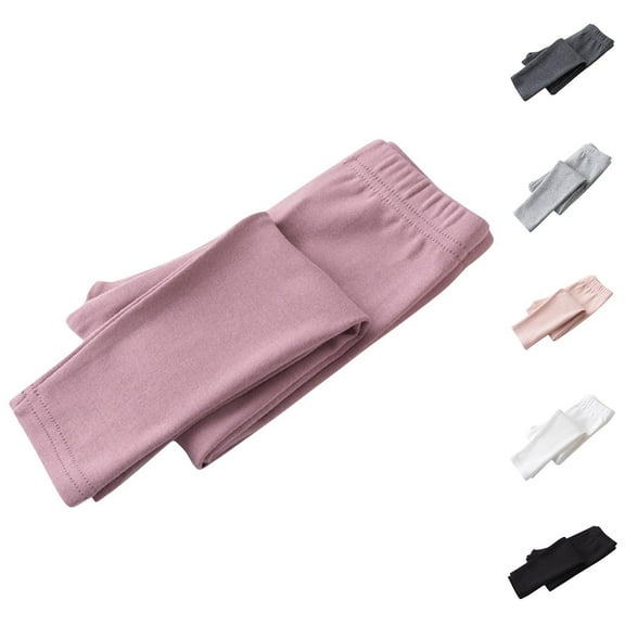 CYMMPU Girls Leggings Ankle Length, Comfortable Leggings for Girls. Cotton Footless Tights Soft Basic Solid Full Length Cotton Soft Leggings Dark Gray 2-3 Years