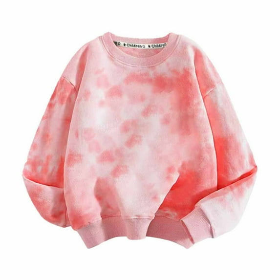 CYMMPU Girls Tie Dye Sweatshirts Oversized Long Sleeve Crewneck Pullovers Teens Graphic Sweaters Preppy Cloth Winter Fashion Pink 8 Years