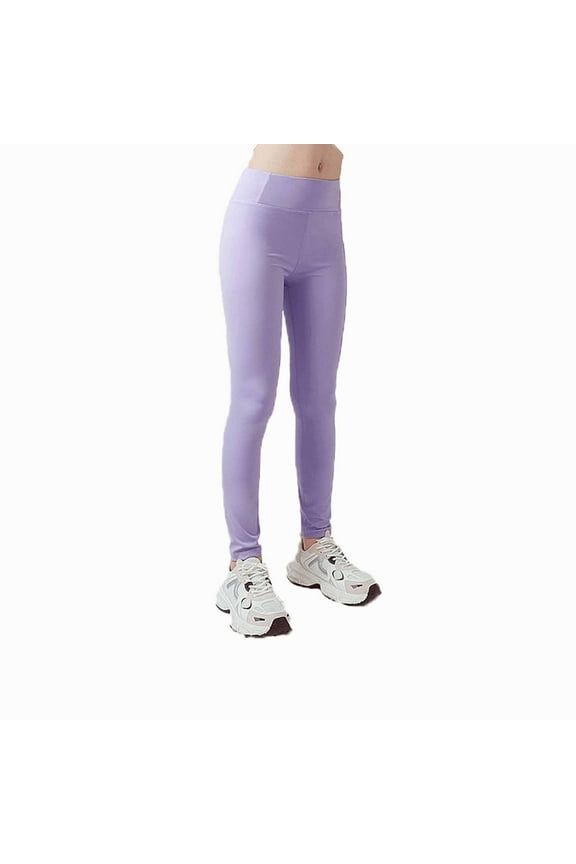 Girls Yoga Pants, Kids Athletic Leggings with Pockets, Teen Girls Dance Running Workout Leggings Workout Active Dance Tights Purple 8-9 Years