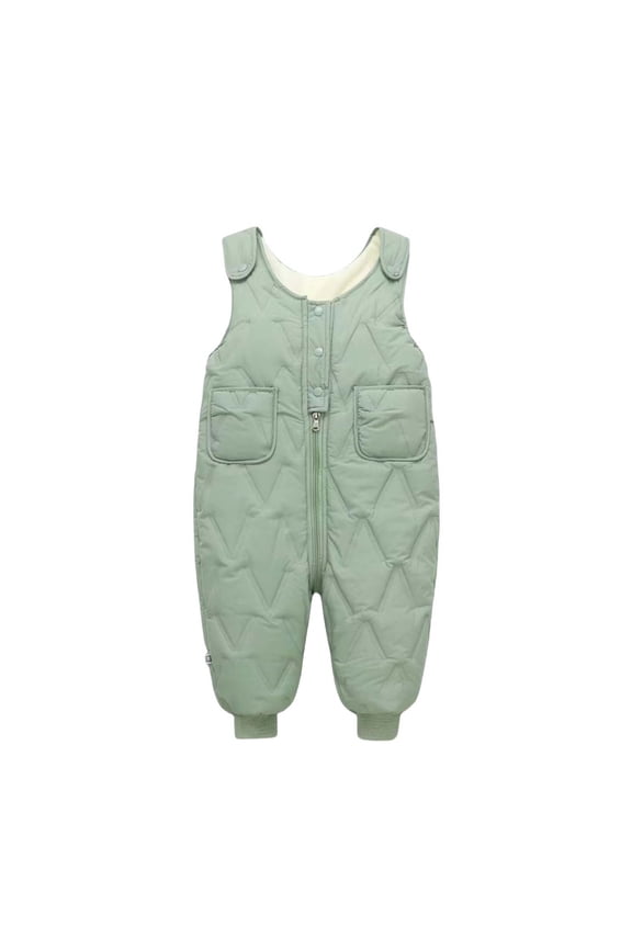 Kids Baby Winter Snow Bib Pants Windproof Puffer Snowsuit Fleece Lined Warm Overall Jumpsuit Winter Warm Pants Thicken Skiing Bibs for Girls & Boys Green 6 Months