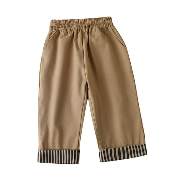CYMMPU Kids Pants Boys with Solid Color, Boys Slacks Pull on Pants for Spring & Autumn Khaki 4-5 Years
