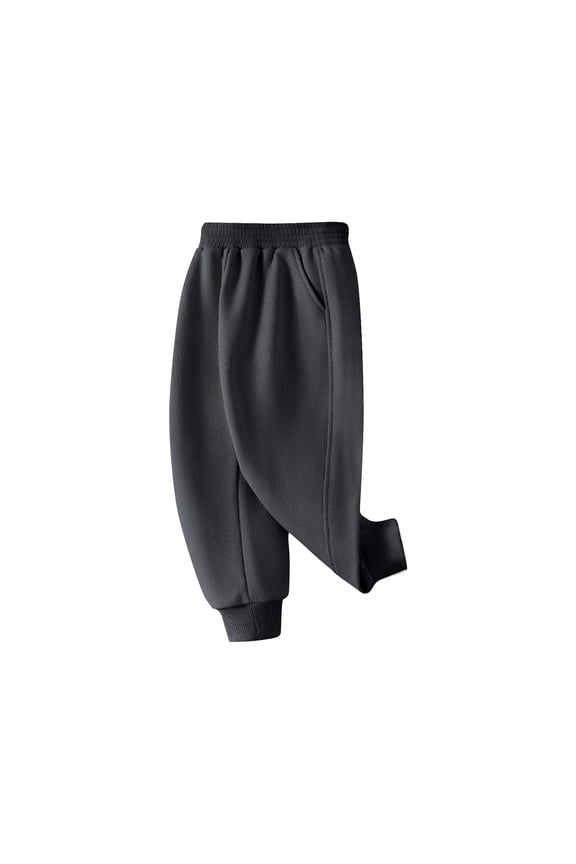 Kids Sweatpants for Fall , Midweight Cotton/Poly Fleece Pants for Boys, Cuffed Sweats Cotton Relaxed Fit Joggers Elastic Waistband Casual Sweatpants with Pockets Dark Gray 2-3 Years