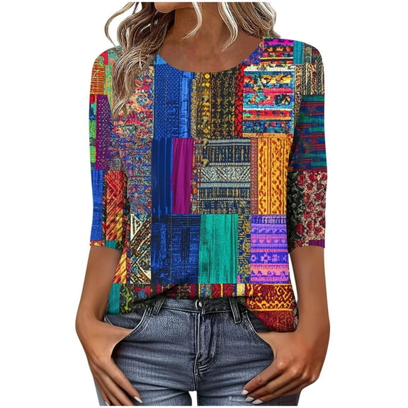 CYMMPU Loose Fit Button up V Neck 3/4 Sleeve Flower Pattern Tunic Tops Boho Blouses for Women Dressy Casual Spring Tops Fall Fashion Shirts Business Elegant Work Topss Gray XXL