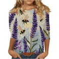 thumbnail image 1 of CYMMPU Loose Fit Crew Neck Blouses for Women Dressy Casual Bee Printed 3/4 Sleeve Tunic Tops Summer Fashion Shirts Spring Tops Lightweight Basic T-Shirts Multicolor XL, 1 of 5