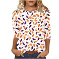 thumbnail image 1 of CYMMPU Loose Fit Crew Neck Flower Pattern Blouses for Women Dressy Casual 3/4 Sleeve Summer Trendy Shirts T-Shirts Spring Tops Lightweight Basic Tees Multicolor XL, 1 of 5