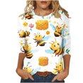 thumbnail image 1 of CYMMPU Loose Fit Crew Neck Tunic Tops Boho Blouses for Women Dressy Casual Spring Tops Summer Trendy Shirts 3/4 Sleeve Bee Pattern Cute Animals T-Shirts XL, 1 of 5
