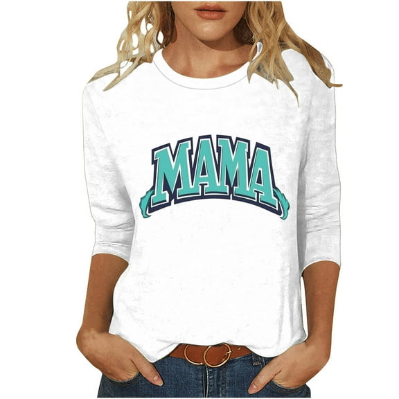 CYMMPU Loose Fit Round Neck Tunic Tops 3/4 Sleeve Spring Tops Floral Printed Fall Trendy Shirts Blouses for Women Dressy Casual Mother's Gift Tops T-Shirts XXL