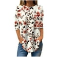 thumbnail image 1 of CYMMPU Loose Fit T-Shirts 3/4 Sleeve Crew Neck Floral Pattern Summer Fashion Shirts Blouses for Women Dressy Casual Spring Tops Hide Low Hem Plus Size T-Shirts Multicolor XXXL, 1 of 5