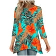 thumbnail image 1 of CYMMPU Loose Fit Tunic Tops Boho Blouses for Women Dressy Casual Floral Printed Spring Tops Crew Neck Summer Trendy Shirts 3/4 Sleeve Flare Hem Hide Belly Tops to Wear with Leggings T-Shirts Khaki XL, 1 of 7