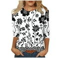 thumbnail image 1 of CYMMPU Loose Fit Tunic Tops Boho Blouses for Women Dressy Casual Flower Pattern Spring Tops Round Neck 3/4 Sleeve Summer Fashion Shirts Lightweight Basic T-Shirts Purple XL, 1 of 5