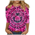 thumbnail image 1 of CYMMPU Loose Fit Tunic Tops Boho Blouses for Women Dressy Casual Summer Fashion Shirts Tie Dye Spring Tops 3/4 Sleeve Round Neck Ombre T-Shirts XXL, 1 of 5