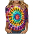 thumbnail image 1 of CYMMPU Loose Fit Tunic Tops Boho Blouses for Women Dressy Casual Summer Trendy Shirts 3/4 Sleeve Spring Tops Tie Dye Crew Neck Ombre T-Shirts XXL, 1 of 5