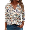 thumbnail image 1 of CYMMPU Loose Fit V Neck 3/4 Sleeve Fall Trendy Shirts Spring Tunic Tops Floral Pattern Blouses for Women Dressy Casual Business Elegant Work Tops T-Shirts Multicolor XXXXL, 1 of 5