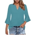 thumbnail image 1 of CYMMPU Loose Fit V Neck Spring Tops Blouses for Women Dressy Casual Flower Printed 3/4 Sleeve Fall Fashion Shirts Tunic Tops Business Elegant Work Topss M, 1 of 6