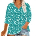thumbnail image 1 of CYMMPU Loose Fit V Neck Tunic Tops Boho Blouses for Women Dressy Casual Fall Trendy Shirts Flower Pattern Spring Tops 3/4 Sleeve Plus Size T-Shirt Multicolor L, 1 of 4