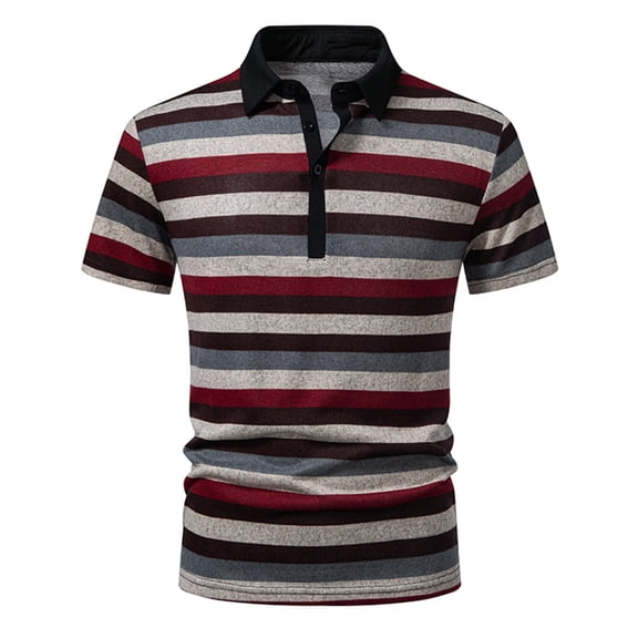 CYMMPU Men's Color Block Short Sleeve Golf Shirt with Contrast Collar and Pocket, Ideal for Office and Weekend Multicolor S